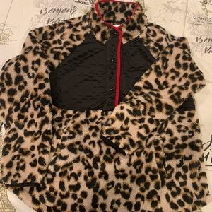 Maurice sweater button kangaroo pocket leopard XXL